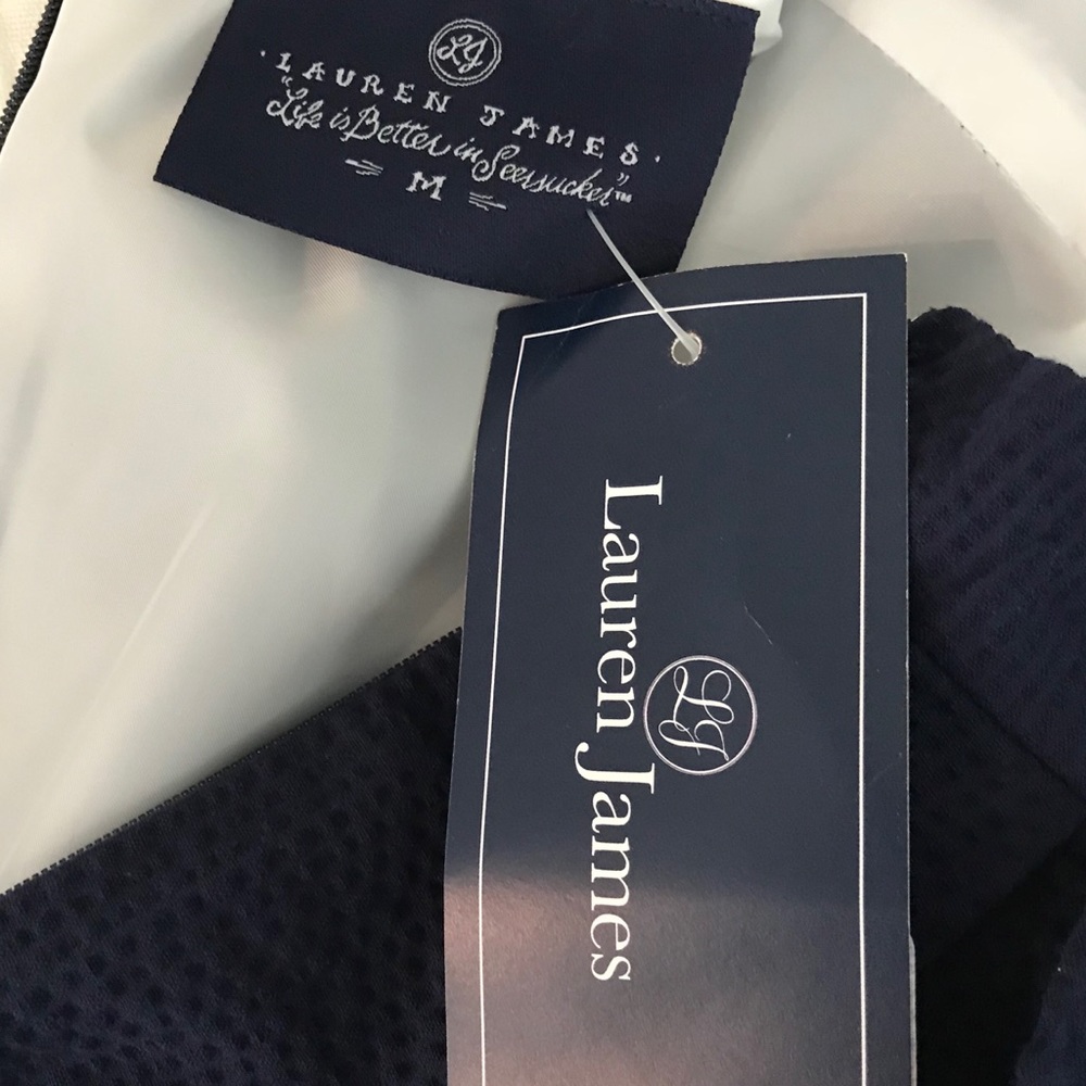 NWT Lauren James Livingston Seersucker Bow Dress M - Picture 8 of 8
